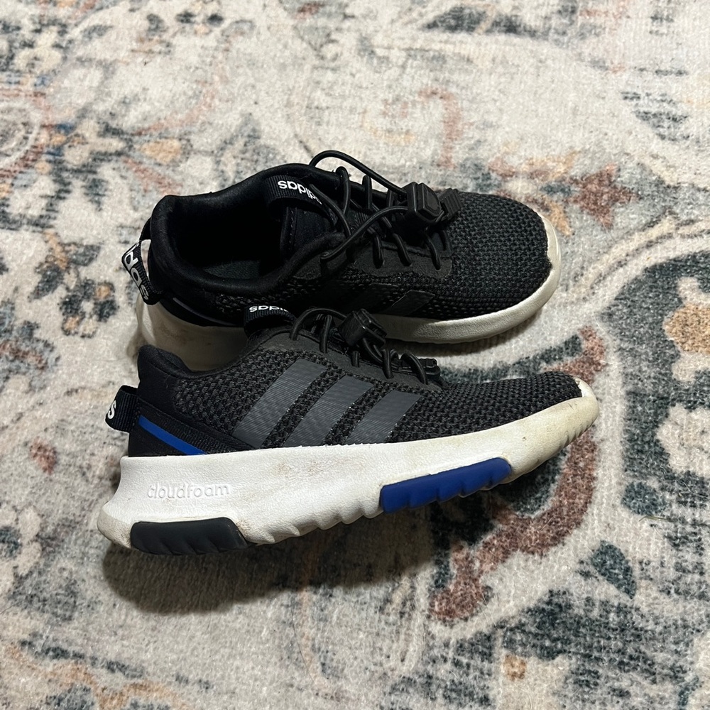 adidas Kids Black Sneakers with Blue Accent